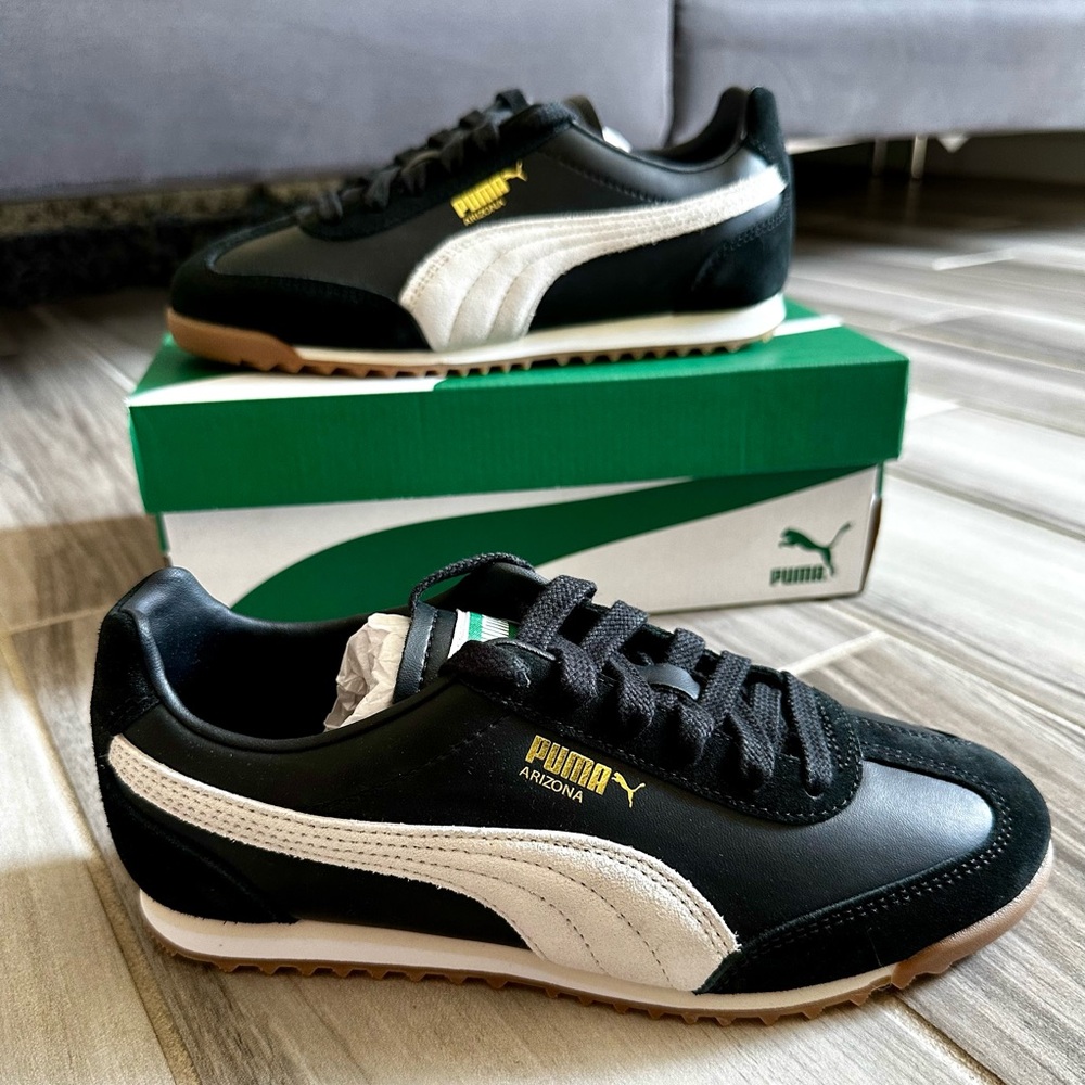 Women's Puma Arizona Retro Casual Shoes - Black White Gum 40425701-001